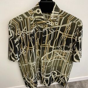 Mens microfiber bridle print s/s dress shirt
